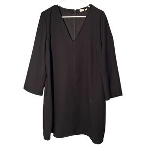Gap Sheath Dress Black V-Neck 3/4 Sleeve Knee Length L